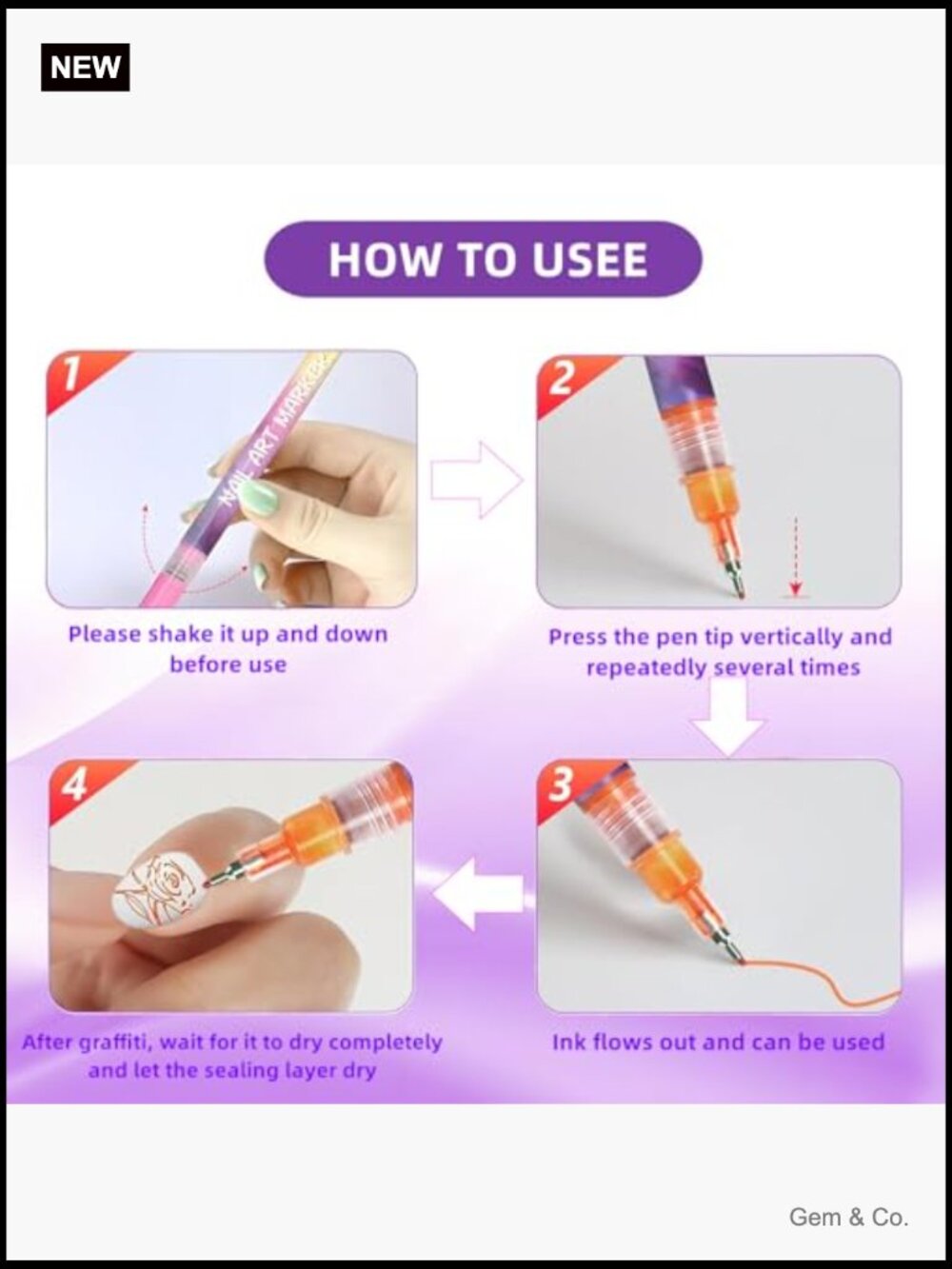 12 Color Nail Art Pens Set - Precision Tips, Quick-Dry, Waterproof, Non-Toxic - Picture 6 of 6